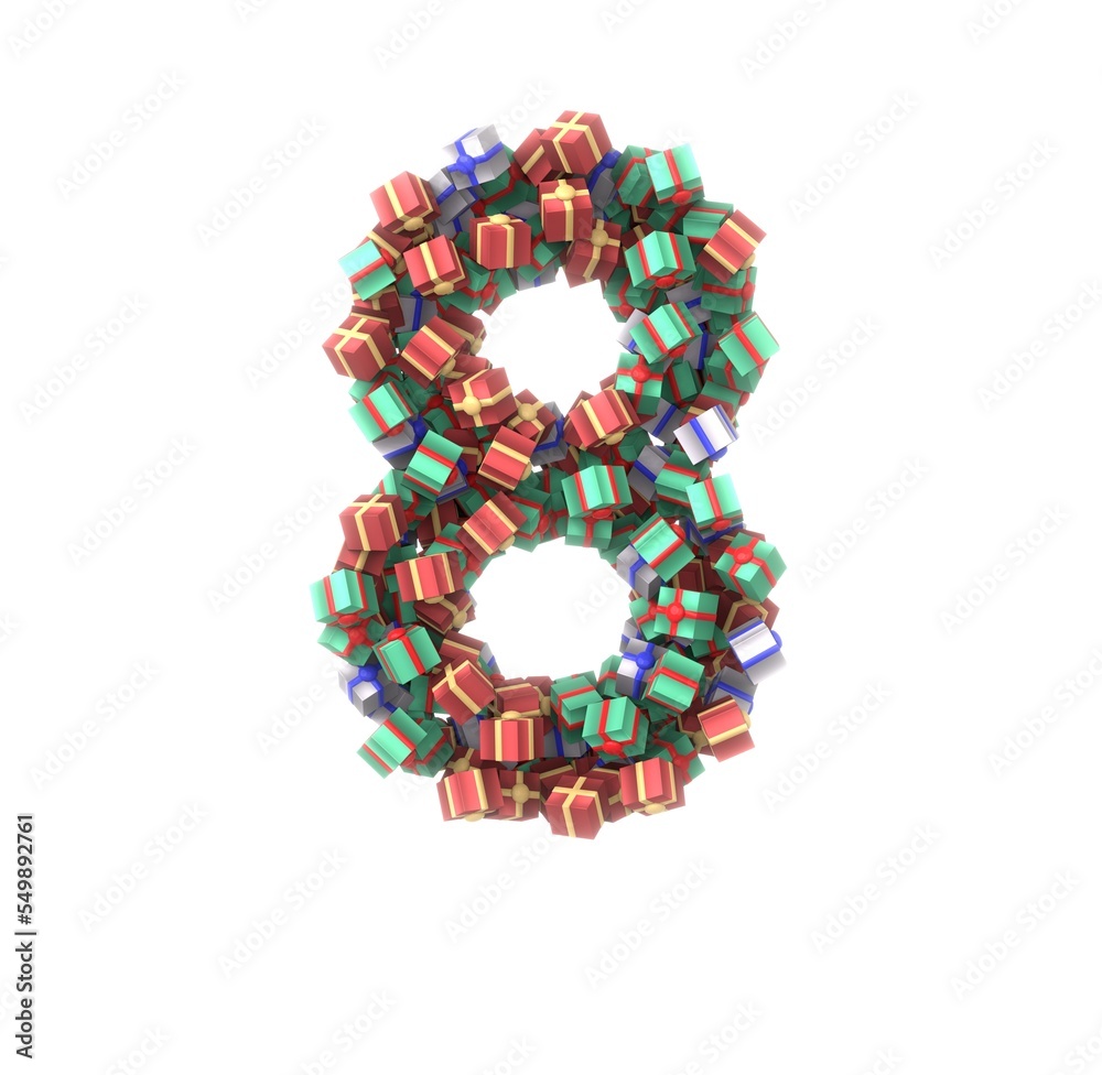 Present Themed Font - Number 8 Present Themed Font - Number 8