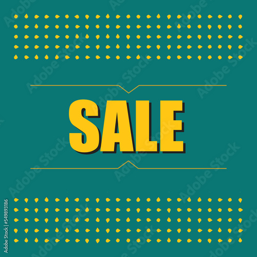 Vector Design green banner for big sale and a discount with a template color retro. Banner with discount on a green background with green square and yellow.
