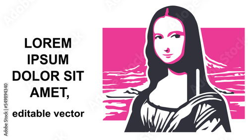 Obraz na plátne Mona Lisa vector graphic design, famous artwork, davinci