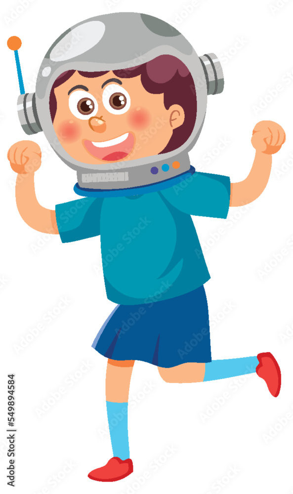 A boy wearing astronaut helmet