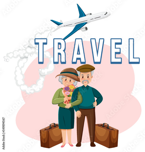 Elderly couple travelers vector