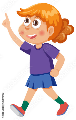 A girl pointing finger cartoon character
