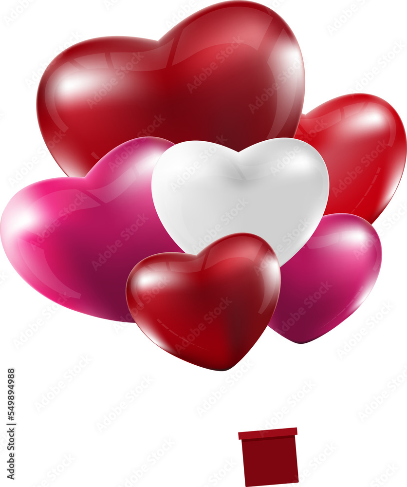 Happy Valentines Day, Red heart  balloons  colorful 