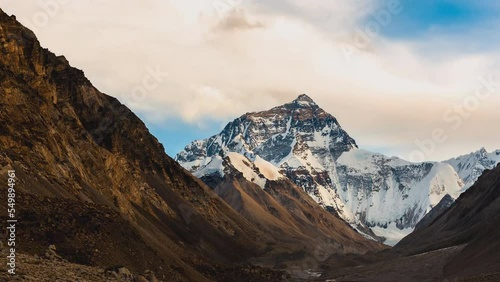 View of Mount Everest, Himalayan mountains. Nepal, Shivapuri Nagarjun is a national park in Nepal. (time-lapse) photo