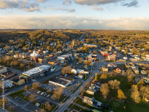 November 20, 2022 Afternoon fall, autumn aerial drone photo of the Hamlet of Lyons New York, USA. 
