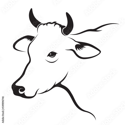 Cow head head design isolated on transparent background. Farm Animals.