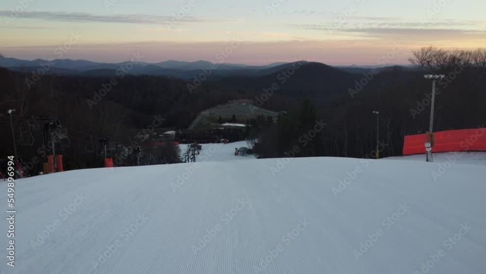 Appalachian Ski Mountain Aerial flying down the slope Boone North Carolina, Blowing Rock North Carolina Appalachian Ski Mountain Aerial flying down the slope Boone North Carolina, Blowing Rock North Carolina
