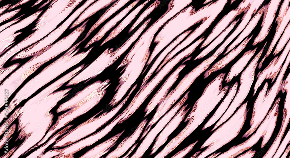 Animal print background design with natural texture and rose gold stripes. Animal print background design with natural texture and rose gold stripes.