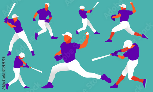 Illustration of baseball player in action. Isolate background.