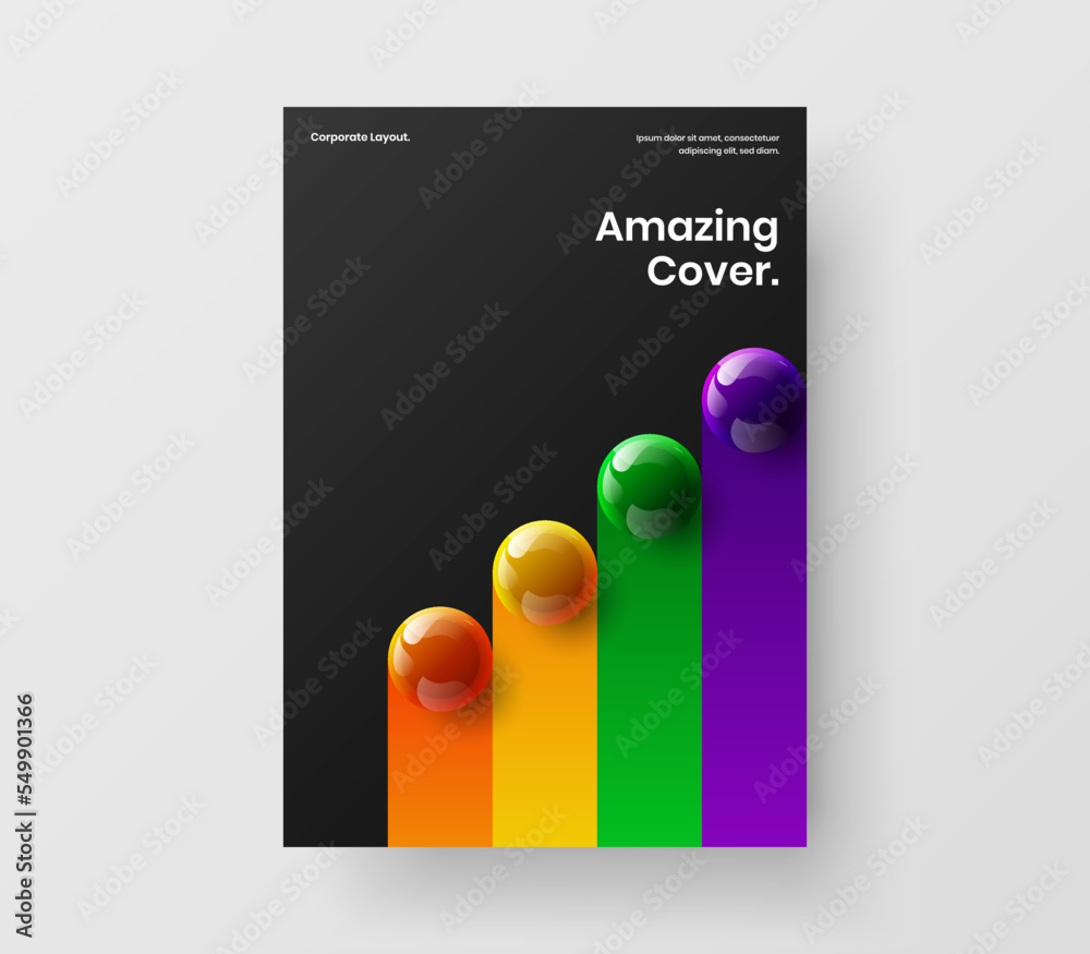 Geometric corporate cover design vector illustration. Amazing 3D spheres placard template. Geometric corporate cover design vector illustration. Amazing 3D spheres placard template.