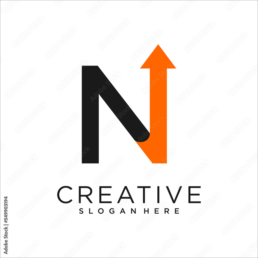 Letter N With Arrow Logo Design Template Letter N With Arrow Logo Design Template