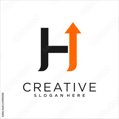 Letter H With Arrow Logo Design Template