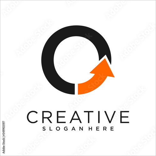 Letter O With Arrow Logo Design Template