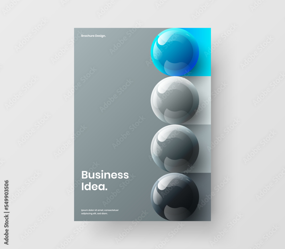 Fresh journal cover design vector illustration. Unique realistic spheres presentation template. Fresh journal cover design vector illustration. Unique realistic spheres presentation template.