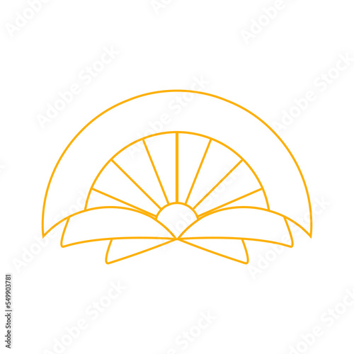 Art deco outline stroke in golden color for classy and luxury style. premium vintage line art design element