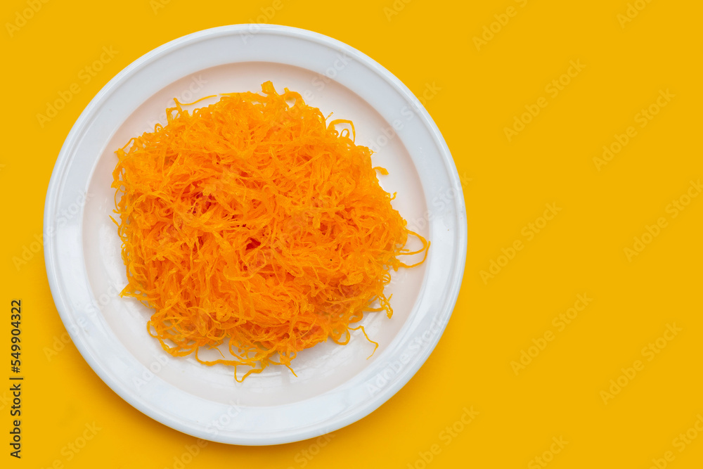 Thai dessert Foi Thong, Golden egg yolk threads Thai dessert Foi Thong, Golden egg yolk threads
