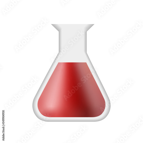 chemistry conical glass flask with liquid 3d rendering 3d icon 3d illustration isolated
