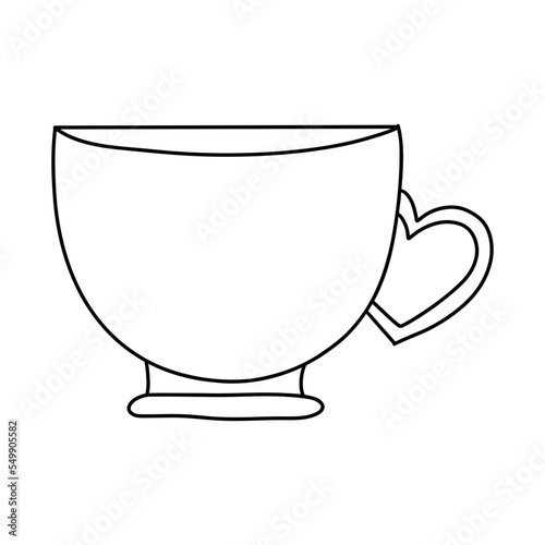 mug with heart handle, hand drawn illustration