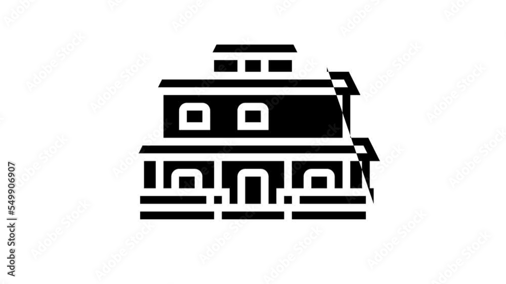 craftsman house line icon animation