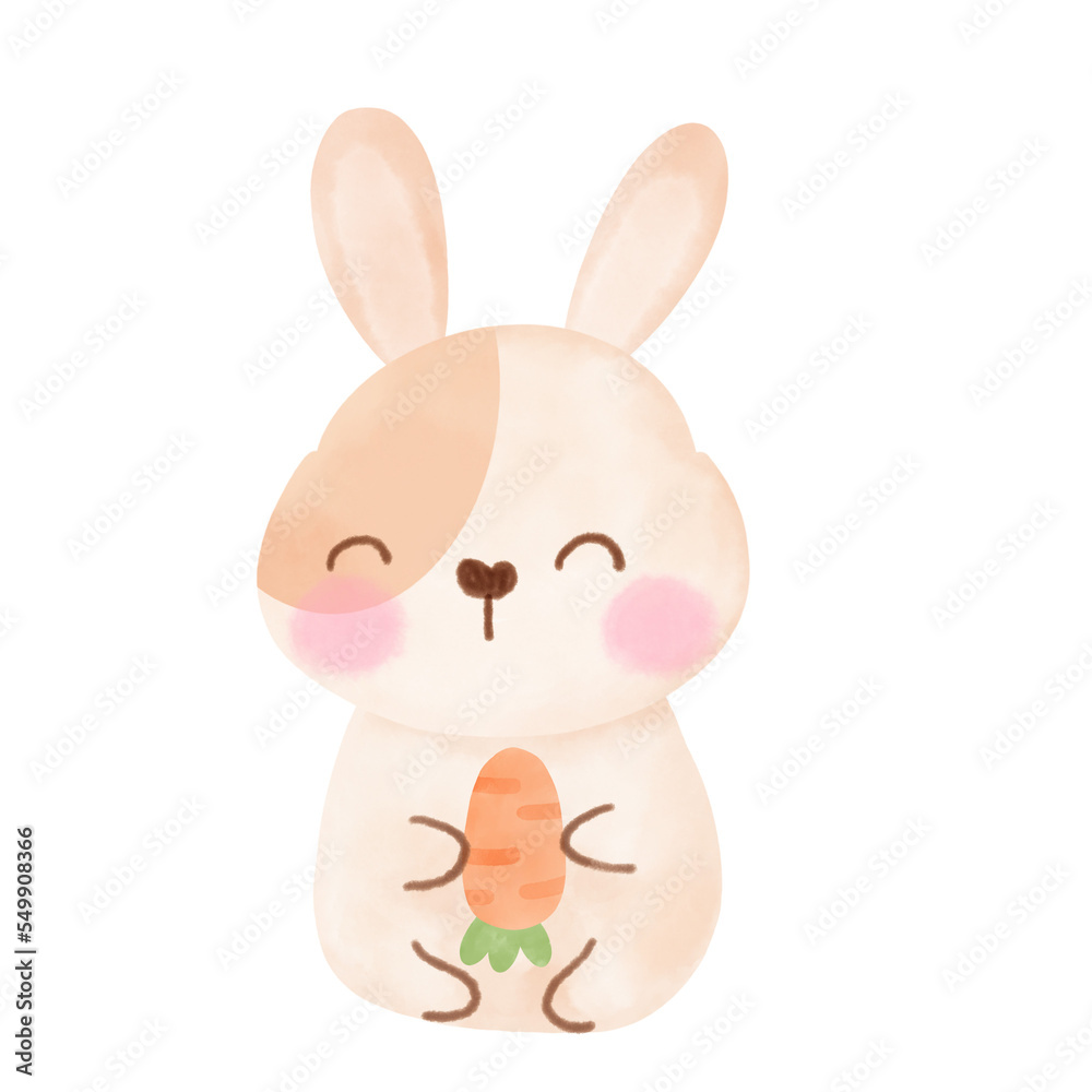 Cute cartoon easter bunny with carrot Cute cartoon easter bunny with carrot