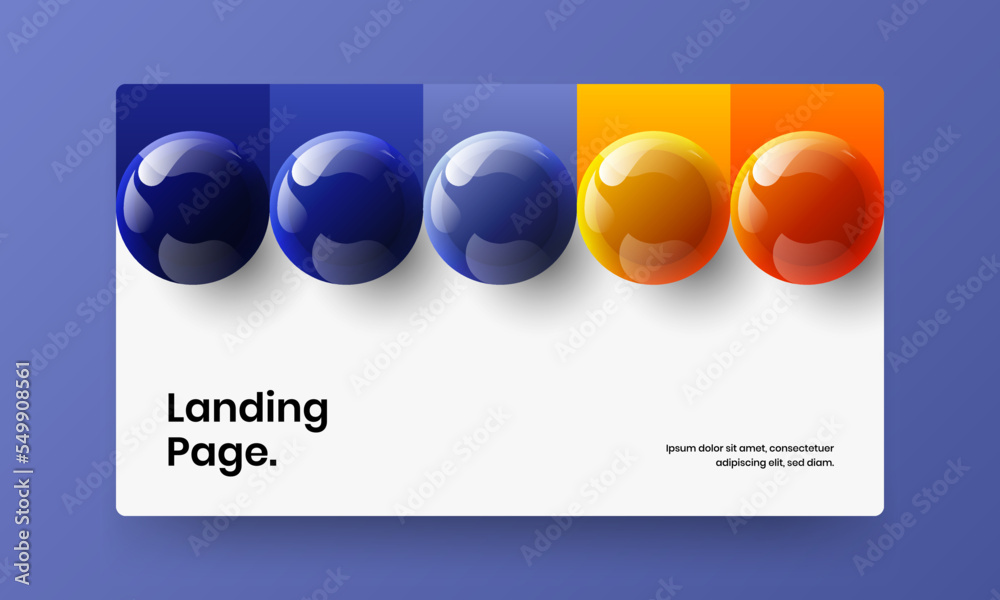 Vivid cover design vector layout. Minimalistic realistic spheres booklet illustration.