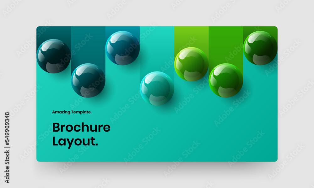 Unique 3D balls pamphlet template. Vivid corporate identity design vector concept.