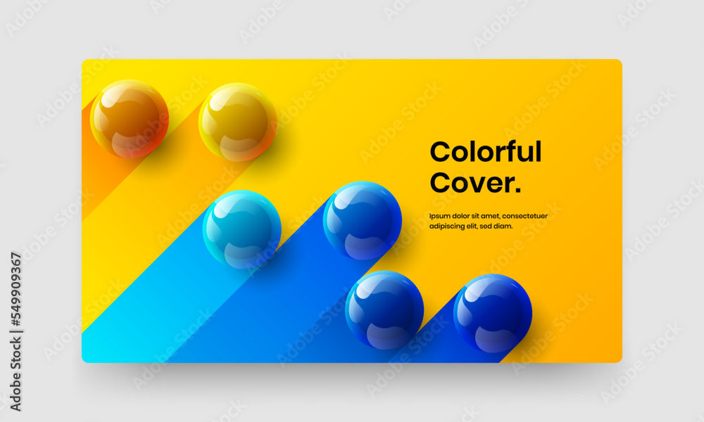 Minimalistic company cover vector design template. Unique realistic balls site concept.