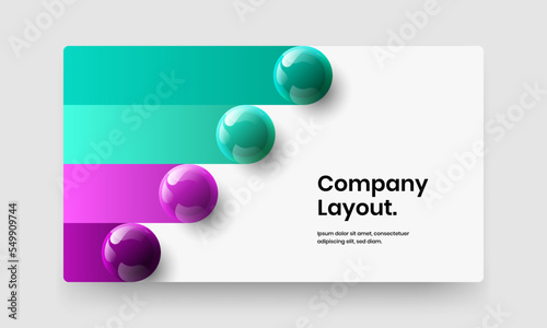 Simple 3D spheres website screen layout. Premium cover vector design concept.