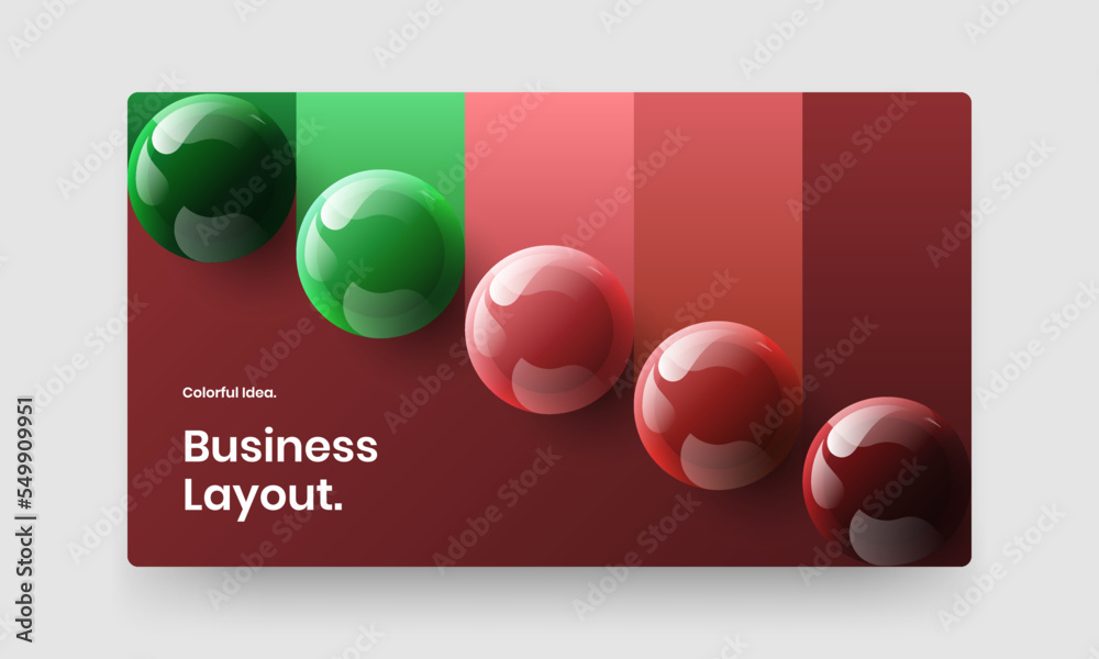 Fresh web banner design vector illustration. Minimalistic realistic balls annual report concept.