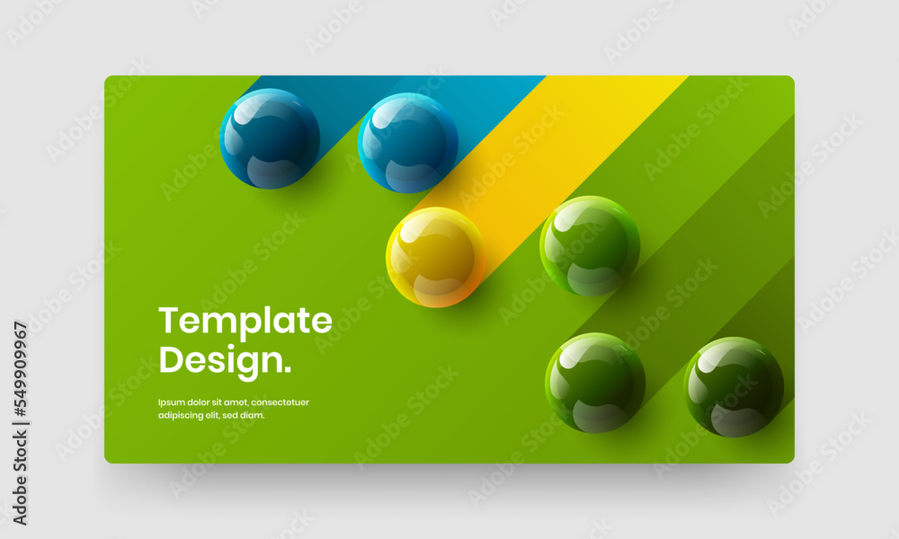 Creative website screen vector design template. Minimalistic realistic balls web banner concept.