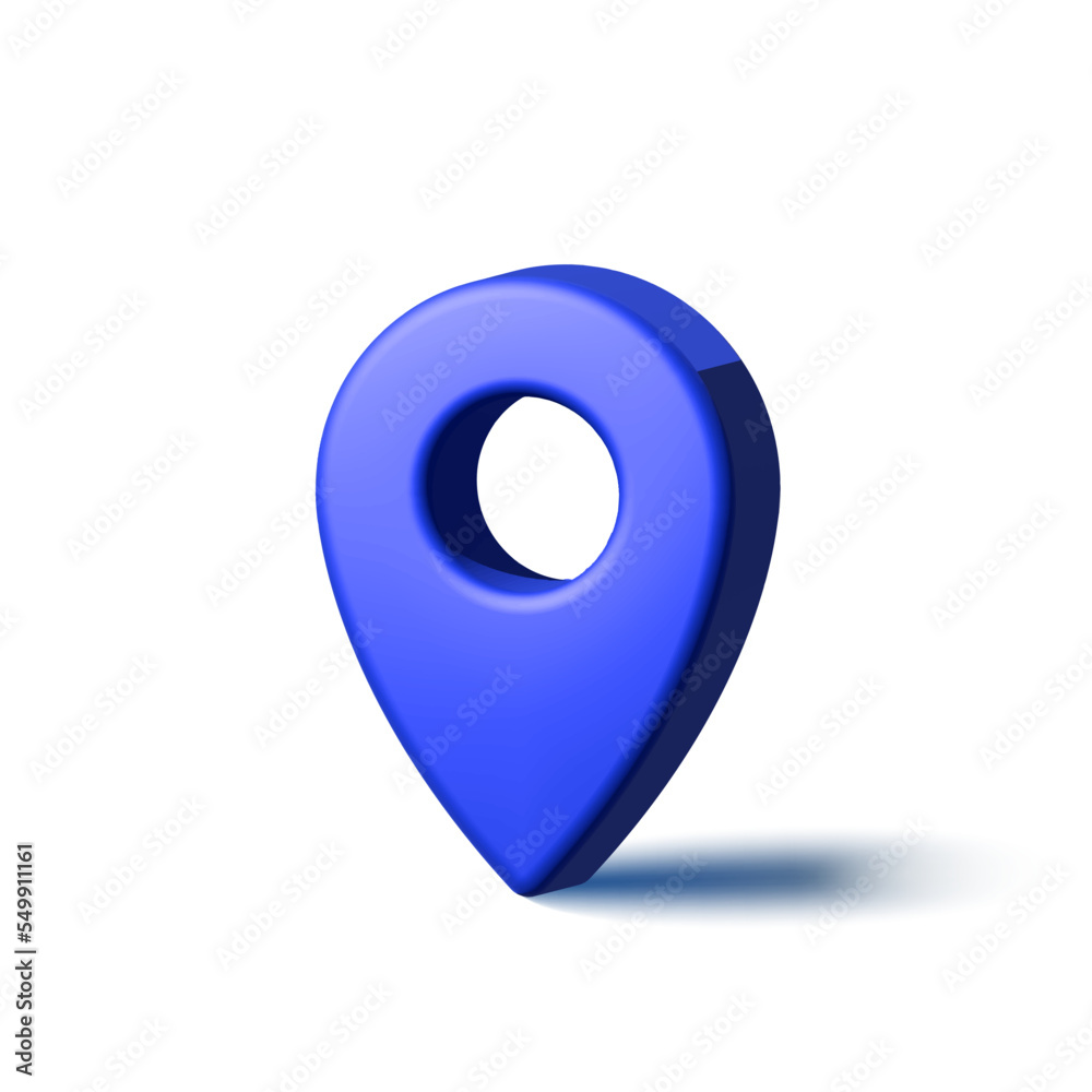 Vector pointer with shadow 3d style. Blue pointer for geolocation. Isolated on white background Vector pointer with shadow 3d style. Blue pointer for geolocation. Isolated on white background