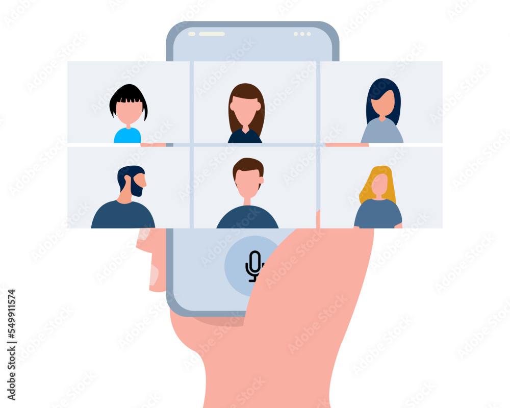smartphone interface video call or online conference meeting on a phone