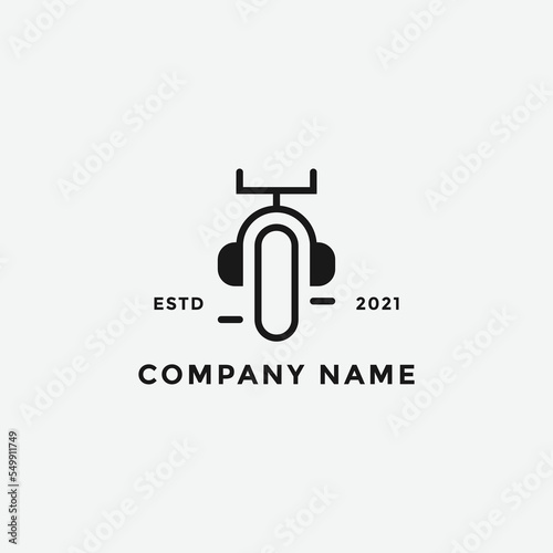 Logo bicycle music, concept bicycle ,headphone and mic.
