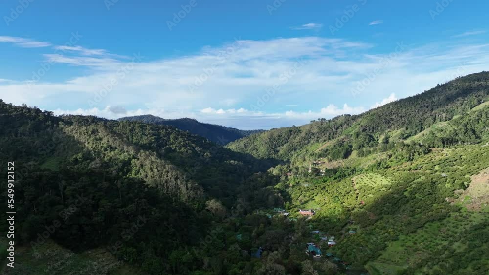 Aerial View of the Mountains of San Gerardo de Dota near the Savegre River in Costa Rica Aerial View of the Mountains of San Gerardo de Dota near the Savegre River in Costa Rica