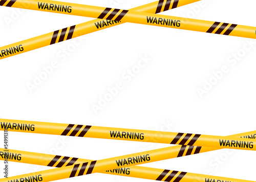 Caution and danger tapes in yellow and black color. Police attention line or under construction ribbon, covid warning signs collection isolated on transparent background