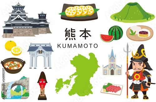 熊本県　観光名所　名産品　素材セット