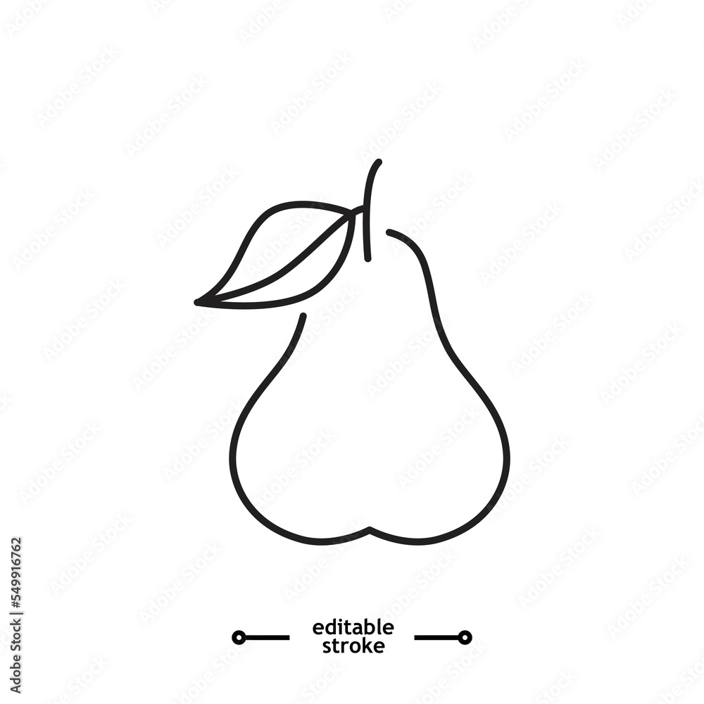 Fresh pear icon, Green pear fruit icon symbol logo illustration,editable stroke, flat design style isolated on white. Fresh pear icon, Green pear fruit icon symbol logo illustration,editable stroke, flat design style isolated on white.