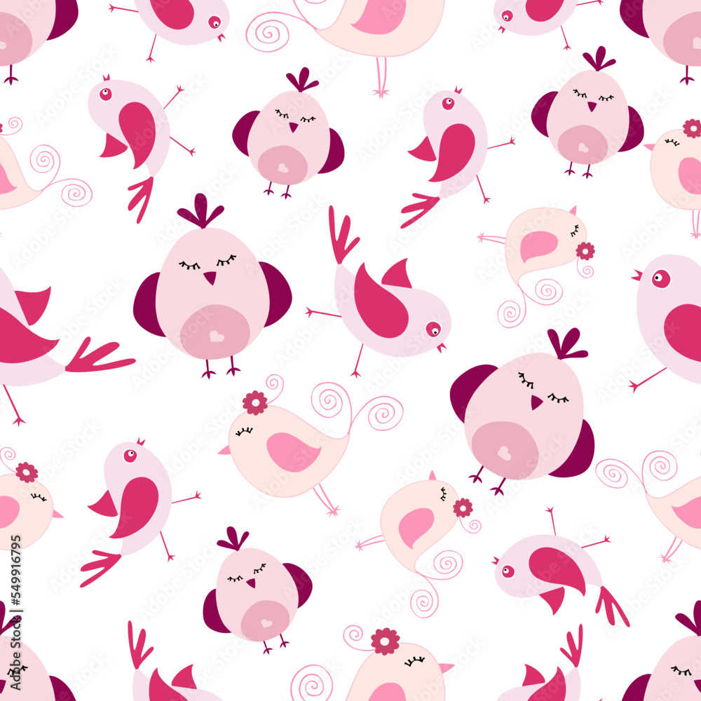 Obraz premium Cute Bird Seamless Pattern Background Wallpaper