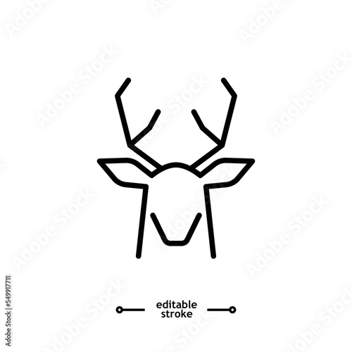 deer's head with antlers icon Reindeer head .Christmas icons vector, sign, symbol, logo, illustration, editable stroke, flat design style isolated on white linear