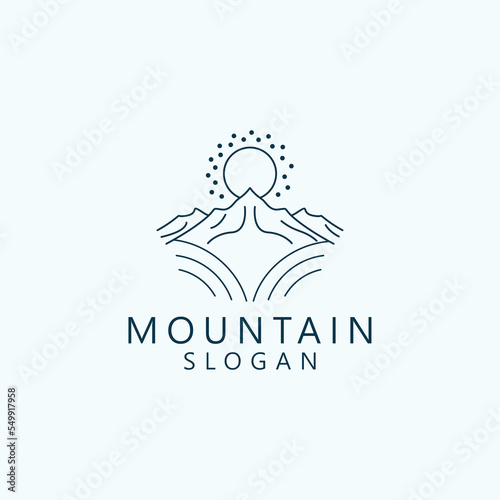 garis vektor seni seni gunung logo lanskap photo
