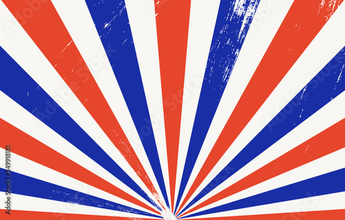Vintage american background vector. Retro american flag radial illustration. Vintage USA rays banner