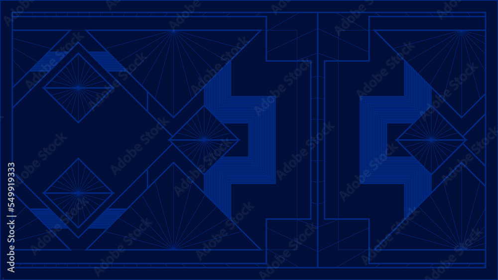 Art deco background with golden line on blue background. Art deco vintage linear thin line geometric shape retro design frame badge. Art deco line border for wedding, template, greeting card, poster Art deco background with golden line on blue background. Art deco vintage linear thin line geometric shape retro design frame badge. Art deco line border for wedding, template, greeting card, poster