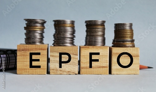 Employees Provident Fund Organisation (EPFO) concept, wooden block with wording EPFO. epfo concept.  photo