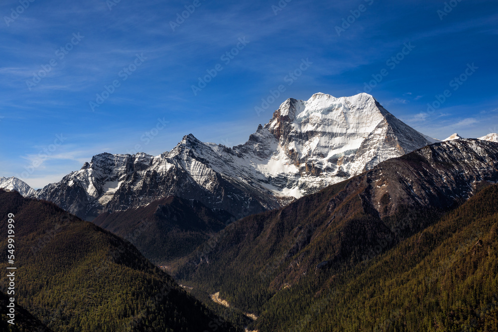 Nature landscape image during summer time, Snow Mountain in daocheng yading,Sichuan,China.