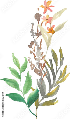 Wallpaper Mural floral bouquet watercolor	 Torontodigital.ca