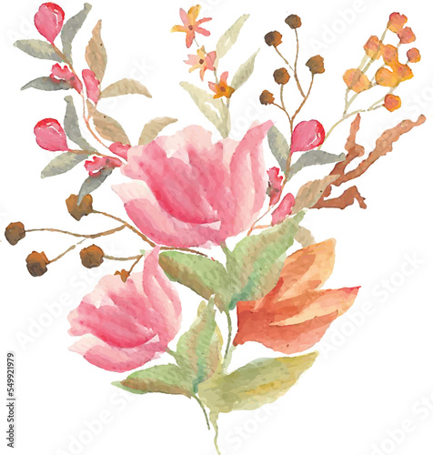 Wallpaper Mural floral bouquet watercolor	 Torontodigital.ca