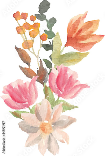 Wallpaper Mural floral bouquet watercolor	 Torontodigital.ca