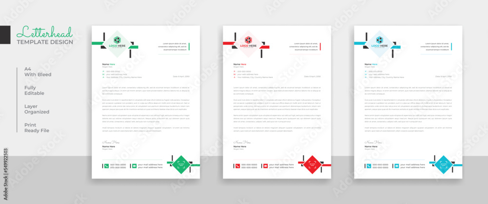 Creative business letterhead template layout design