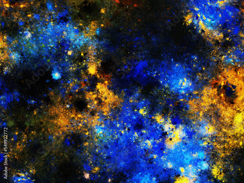 blue and yellow abstract fractal background 3d rendering illustration