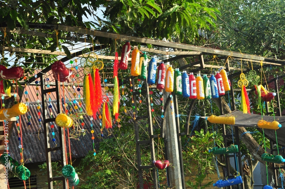 Banjarmasin, Indonesia - November, 01, 2022 The colorful rainbow houses in Kampung Pelangi in Banjarbaru in South Kalimantan Indonesia